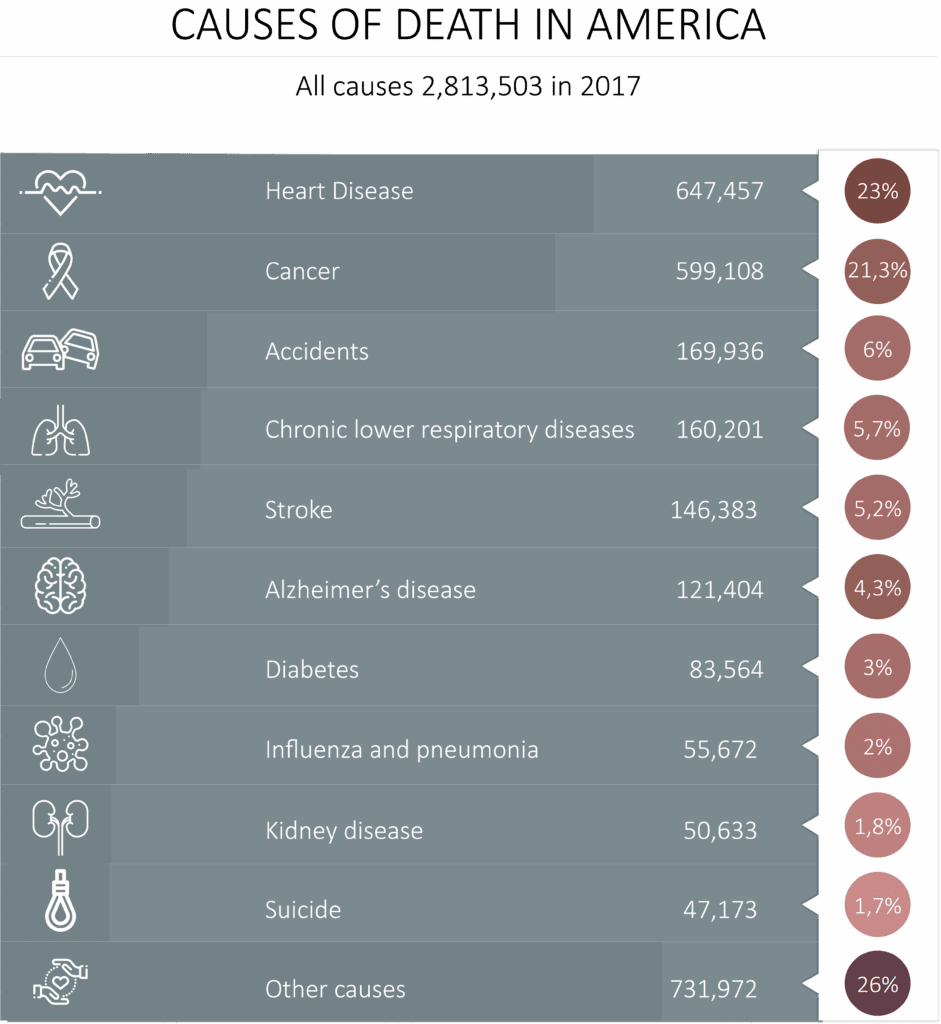 Causes of death statistics in the USA 2017| LITSLINK Blog
