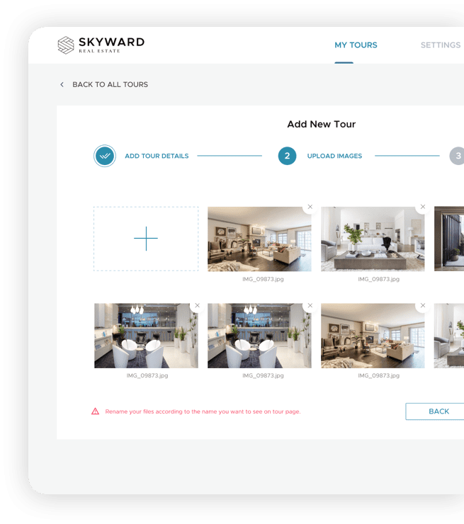 Skyward app - Add new tour screen